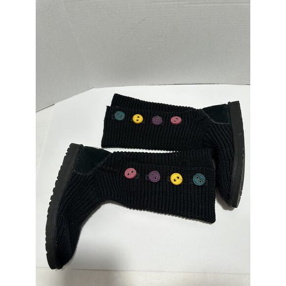 UGG CLASSIC CARDY 1967 KNIT BUTTON BLACK‎ TALL BOOTS US Sz 6 WOMEN Discontinued - Picture 3 of 13